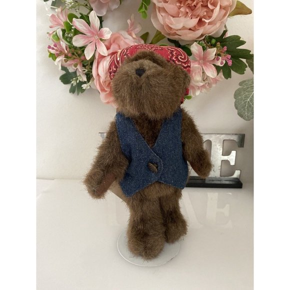 BOYDS BEAR Keep on Riding 8" Biker w Red Bandana Jean Vest Embroidered Vintage - Picture 8 of 16
